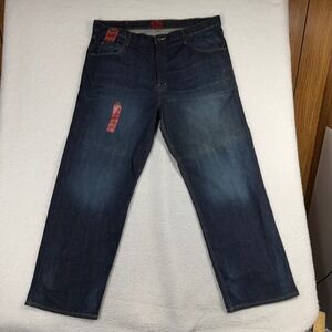The Foundry Supply Relaxed Straight Jeans Mens 44x32 Blue Dark Wash Denim NEW
